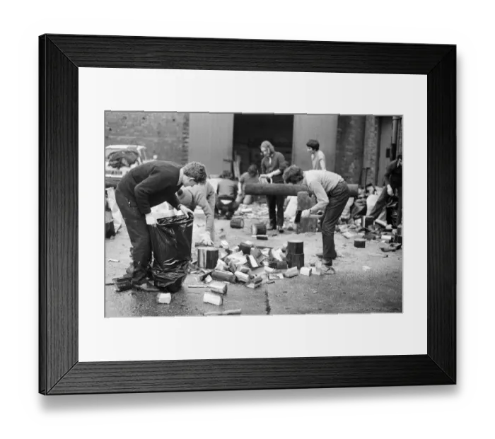 Framed Print : University Students, chopping logs, Cambridge Street, Birmingham, 22nd February 1972