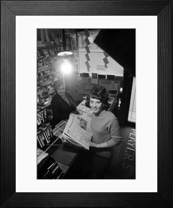 Framed Print : Oldbury Newsagent, able to beat blackout and stay open by using a gas lamp, Birmingham