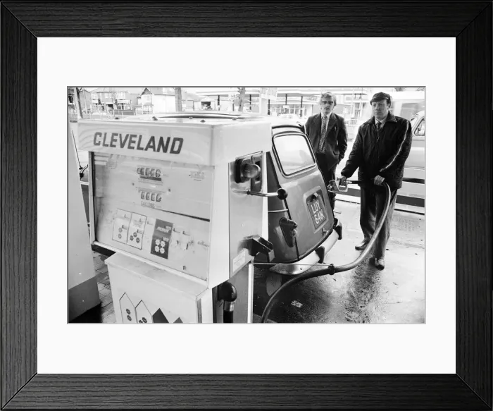Framed Print : Fuel Rationing, customers limited to two gallons, Bearwood, Birmingham Framed Print : Fuel Rationing, customers limited to two gallons, Bearwood, Birmingham