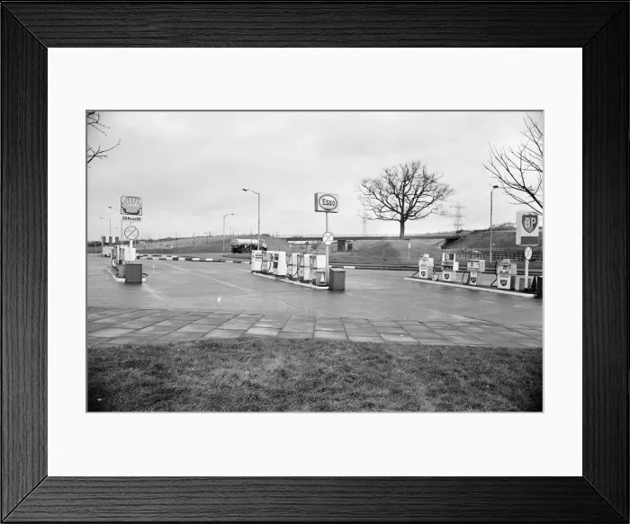 Framed Print : Fuel Shortages, Corley, Birmingham, Tuesday 4th December 1973. No Petrol. Forecourt Empty Framed Print : Fuel Shortages, Corley, Birmingham, Tuesday 4th December 1973. No Petrol. Forecourt Empty