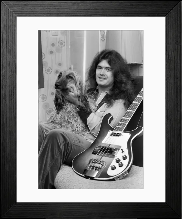 Framed Print : Deep Purple guitarist Glenn Hughes relaxes with his pet Afghan hound Khama after Framed Print : Deep Purple guitarist Glenn Hughes relaxes with his pet Afghan hound Khama after