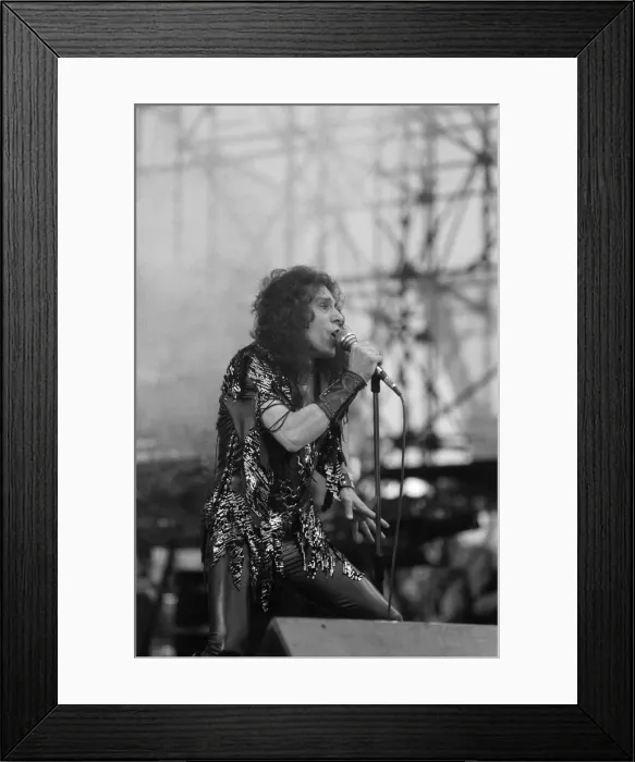 Framed Print : Singer Ronnie James Dio performing at Donnington Festival of Rock. 22nd August 1987 Framed Print : Singer Ronnie James Dio performing at Donnington Festival of Rock. 22nd August 1987