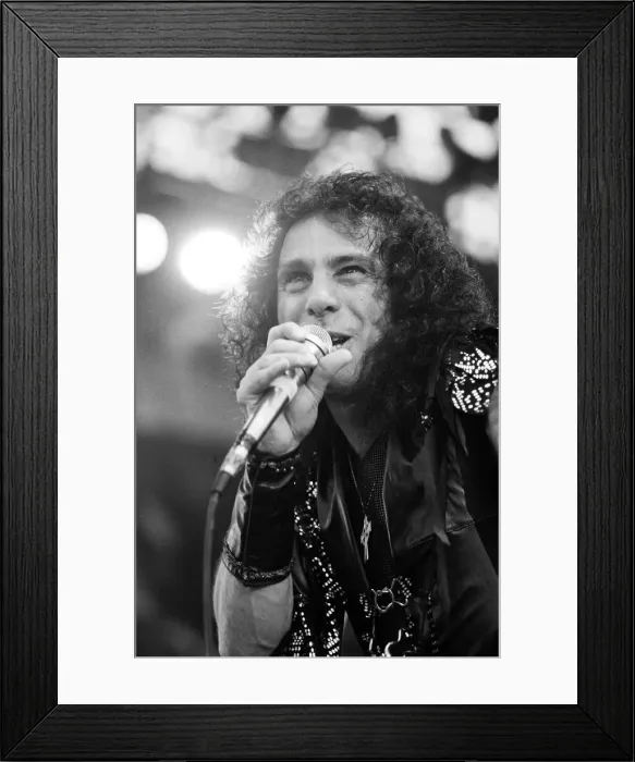 Framed Print : Singer Ronnie James Dio performing at Donnington Festival of Rock. 22nd August 1987