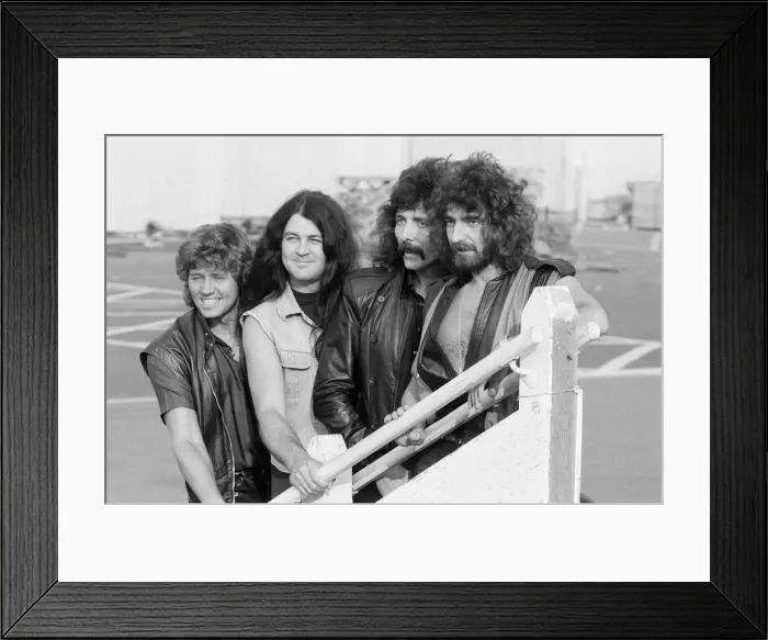 Framed Print : British heavy metal rock group Black Sabbath pictured before their performance at the NEC