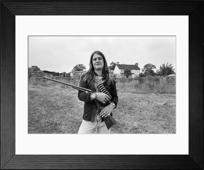 Framed Print : Black Sabbath lead singer Ozzy Osbourne out with his shotgun at his Staffordshire home