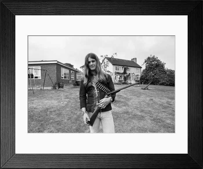 Framed Print : Black Sabbath lead singer Ozzy Osbourne out with his shotgun at his Staffordshire home