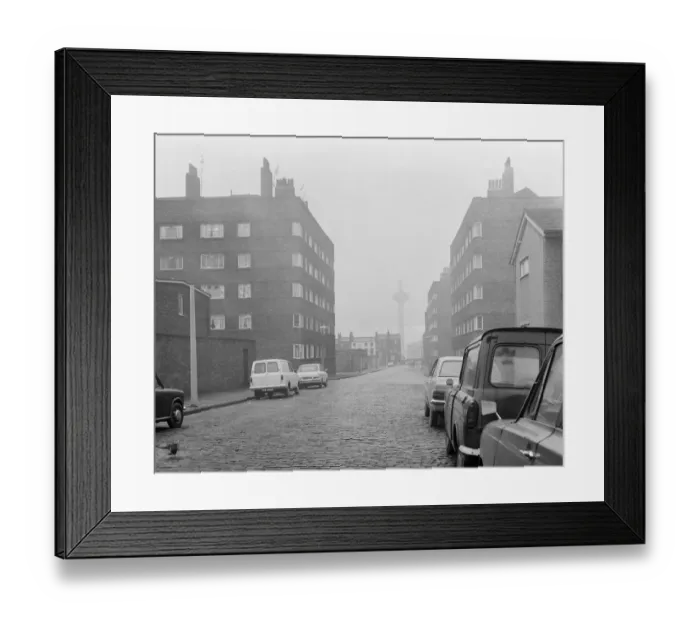 Framed Print : View of a street in Liverpool showing the iconic Radio City Tower in the background Framed Print : View of a street in Liverpool showing the iconic Radio City Tower in the background