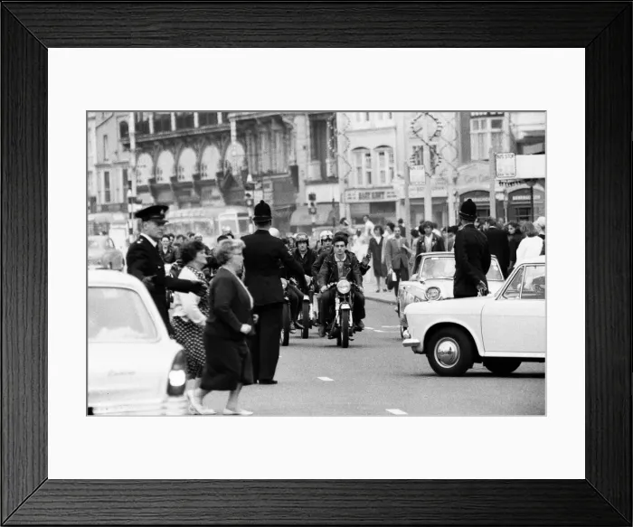 Framed Print : The mods and rockers were two conflicting British youth subcultures of the early to Framed Print : The mods and rockers were two conflicting British youth subcultures of the early to
