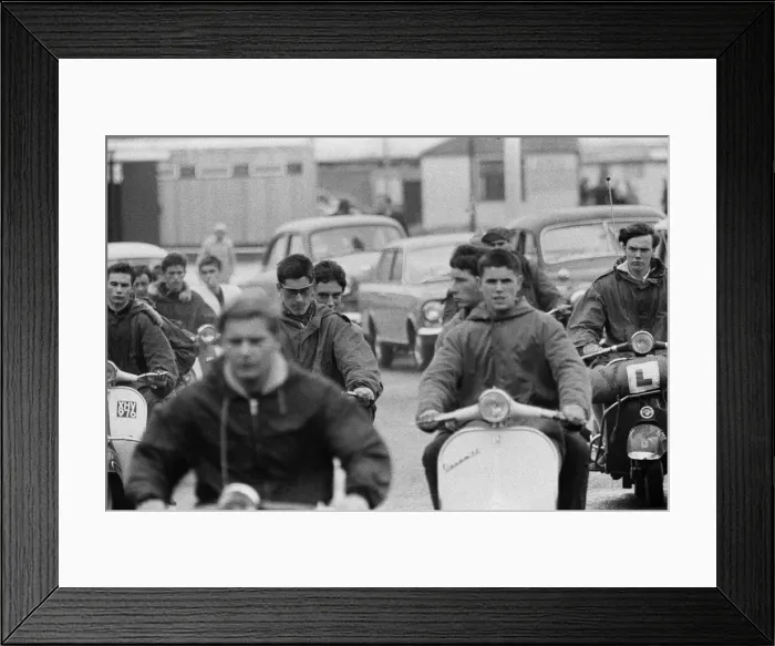 Framed Print : The mods and rockers were two conflicting British youth subcultures of the early to Framed Print : The mods and rockers were two conflicting British youth subcultures of the early to