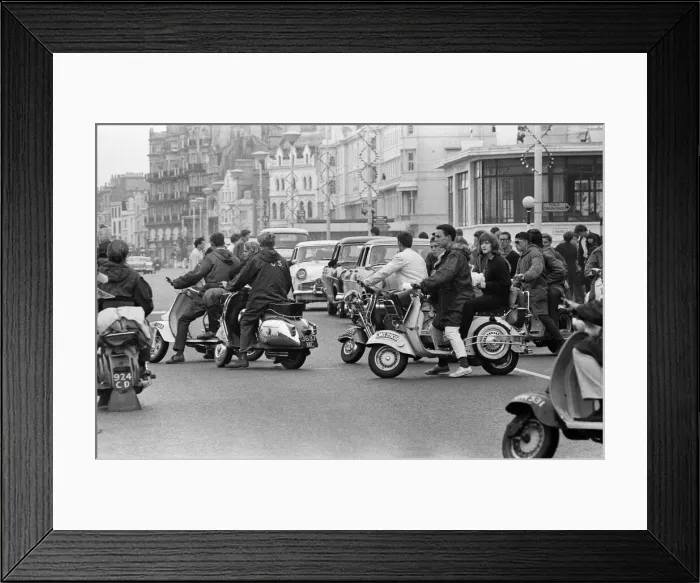 Framed Print : The mods and rockers were two conflicting British youth subcultures of the early to Framed Print : The mods and rockers were two conflicting British youth subcultures of the early to