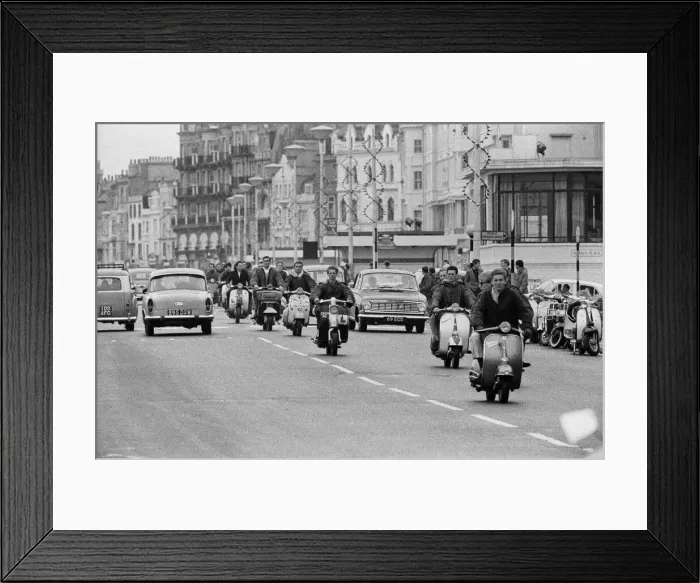 Framed Print : The mods and rockers were two conflicting British youth subcultures of the early to Framed Print : The mods and rockers were two conflicting British youth subcultures of the early to