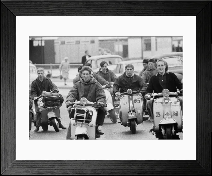 Framed Print : The mods and rockers were two conflicting British youth subcultures of the early to Framed Print : The mods and rockers were two conflicting British youth subcultures of the early to