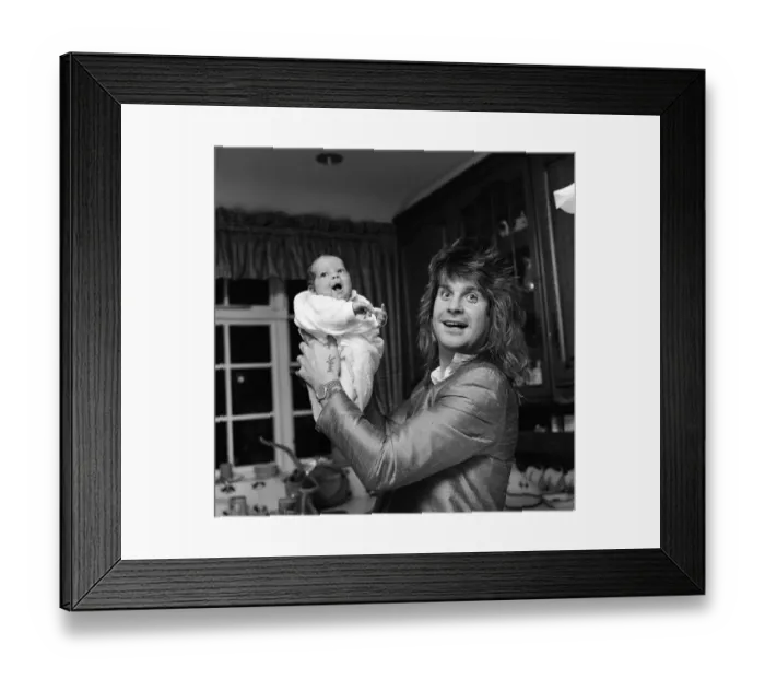 Framed Print : Ozzy Osbourne, former lead singer of Black Sabbath, pictured at home two weeks after