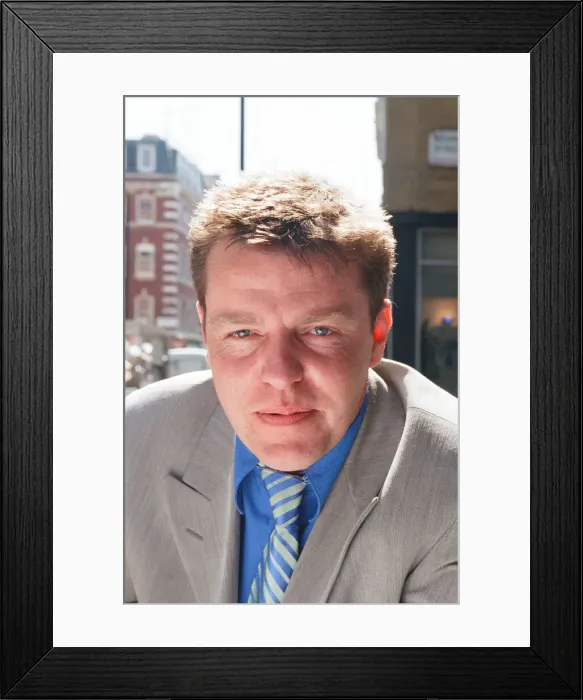 Framed Print : Suggs, lead singer of British ska group Madness, 30th April 1997 Framed Print : Suggs, lead singer of British ska group Madness, 30th April 1997