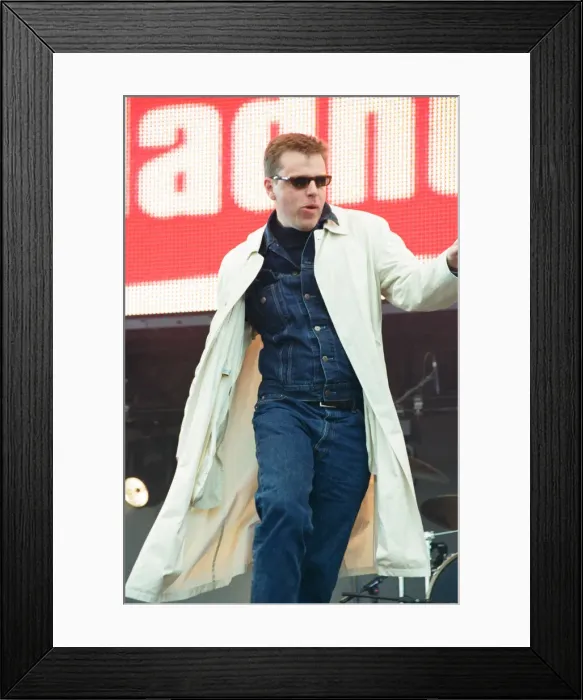 Framed Print : Suggs, lead singer of British ska group Madness, performing at Party in the Park at Hyde Framed Print : Suggs, lead singer of British ska group Madness, performing at Party in the Park at Hyde