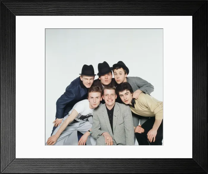 Framed Print : Pop group Madness pose in the Daily Mirror Studio, minus member Lee Thompson Framed Print : Pop group Madness pose in the Daily Mirror Studio, minus member Lee Thompson