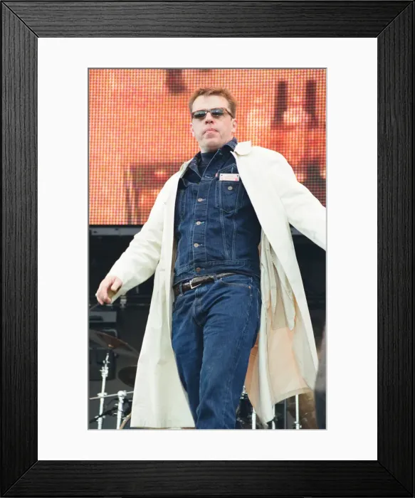 Framed Print : Suggs, lead singer of British ska group Madness, performing at Party in the Park at Hyde Framed Print : Suggs, lead singer of British ska group Madness, performing at Party in the Park at Hyde