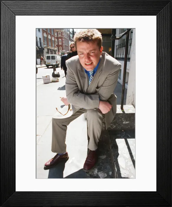 Framed Print : Suggs, lead singer of British ska group Madness, 30th April 1997 Framed Print : Suggs, lead singer of British ska group Madness, 30th April 1997