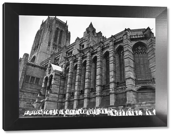 Exterior shot of Liverpool Cathedral, St Jamess Mount, Liverpool. 1st December 1987