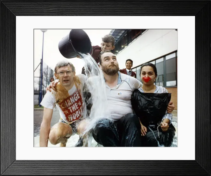 Framed Print : Comic Relief day was a trifle sticky for staff at Macmillan College, Middleborough