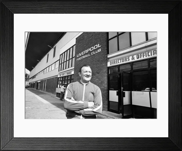 Framed Print : Bob Paisley at Anfield after taking over as Liverpool manager following the resignation Framed Print : Bob Paisley at Anfield after taking over as Liverpool manager following the resignation
