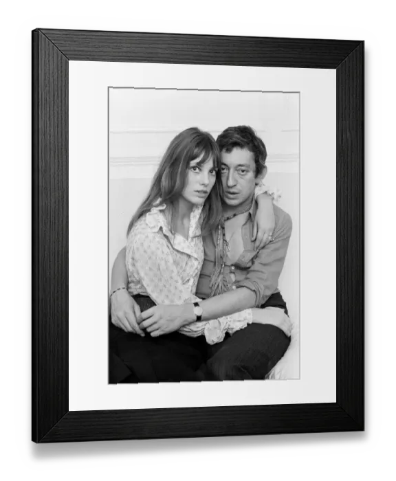 Framed Print : Jane Birkin Actress and Serge Gainsbourg at home in their chelsea flat