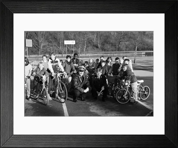 Framed Print : A Police campaign to cut the number of accidents and save the lives of young cyclists got