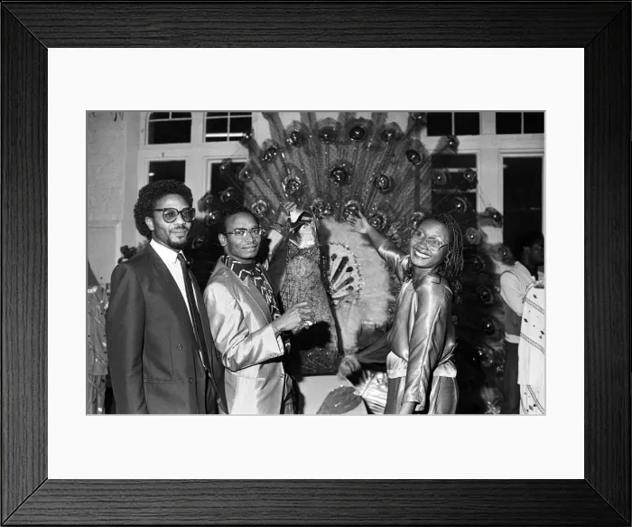 Framed Print : All the glitter and display of the carnival on view at an exhibition of carnival arts in Framed Print : All the glitter and display of the carnival on view at an exhibition of carnival arts in