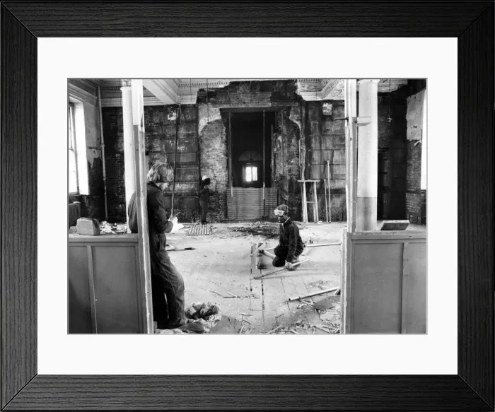 Framed Print : A worker is supervised inside the Queens Hotel section of the old Curzon Street Station Framed Print : A worker is supervised inside the Queens Hotel section of the old Curzon Street Station