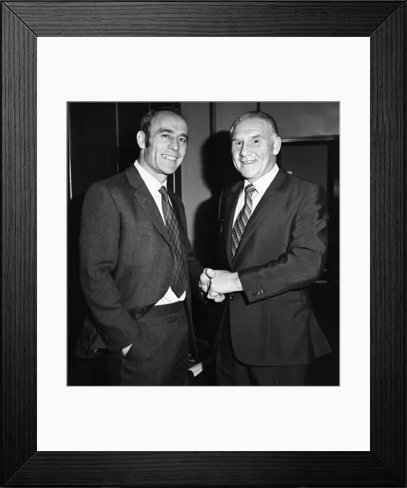 Framed Print : Tottenham Hotspur manager Bill Nicholson with fellow League Cup Final manager Ron Framed Print : Tottenham Hotspur manager Bill Nicholson with fellow League Cup Final manager Ron