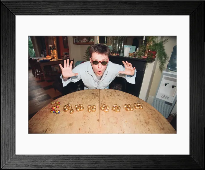 Framed Print : Suggs, lead singer of British ska group Madness, at the Lottery Preview Framed Print : Suggs, lead singer of British ska group Madness, at the Lottery Preview