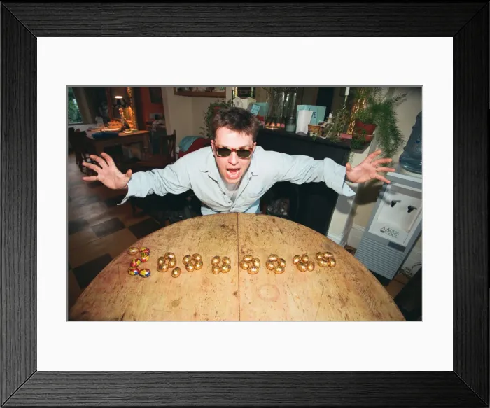 Framed Print : Suggs, lead singer of British ska group Madness, at the Lottery Preview Framed Print : Suggs, lead singer of British ska group Madness, at the Lottery Preview