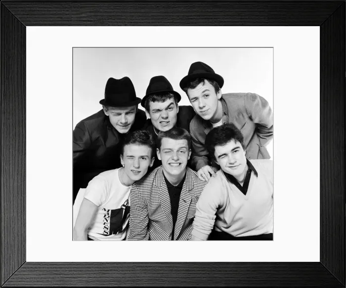 Framed Print : Pop group Madness pose in the Daily Mirror Studio, minus member Lee Thompson Framed Print : Pop group Madness pose in the Daily Mirror Studio, minus member Lee Thompson