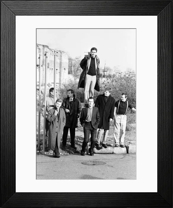 Framed Print : Ska group Madness pose in London whilst filming their new video. 30th January 1984