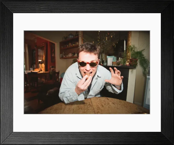 Framed Print : Suggs, lead singer of British ska group Madness, at the Lottery Preview