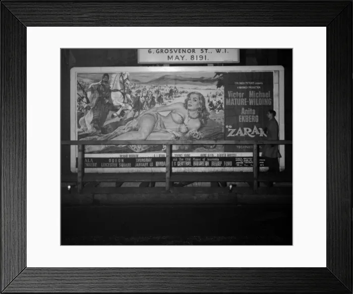 Framed Print : A film poster featuring actress Anita Ekberg in the motion picture Zarak was described as