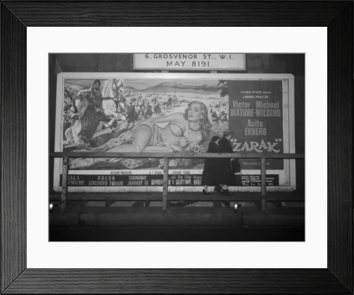 Framed Print : A film poster featuring actress Anita Ekberg in the motion picture Zarak was described as