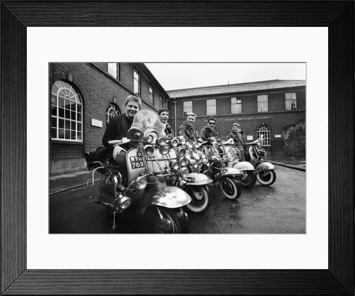 Framed Print : The mods and rockers were two conflicting British youth subcultures of the early to