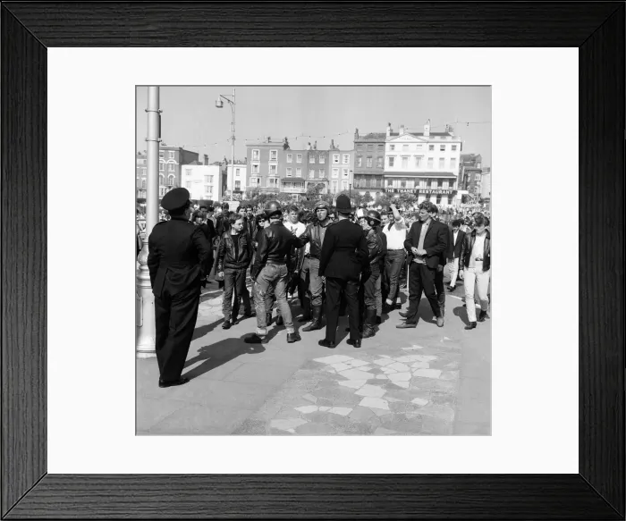 Framed Print : The mods and rockers were two conflicting British youth subcultures of the early to Framed Print : The mods and rockers were two conflicting British youth subcultures of the early to