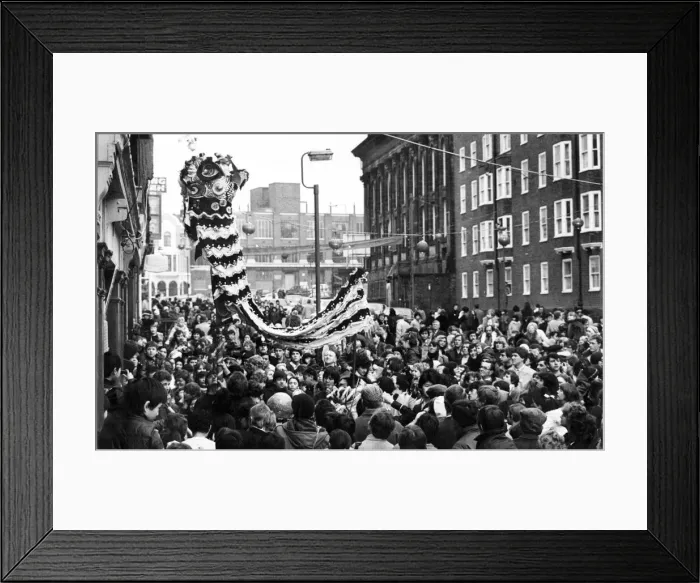 Framed Print : A large crowd watches traditional celebrations for the Chinese New Year, Liverpool Framed Print : A large crowd watches traditional celebrations for the Chinese New Year, Liverpool