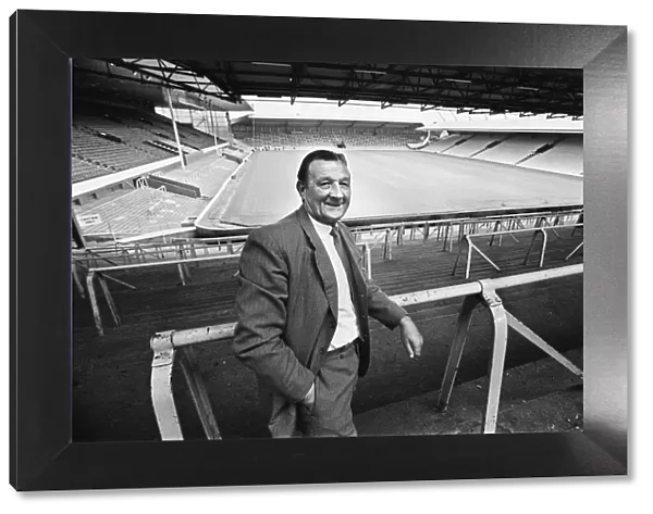Liverpool manager Bob Paisley pictured on the terraces at Anfield shortly after taking