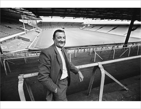 Liverpool manager Bob Paisley pictured on the terraces at Anfield shortly after taking