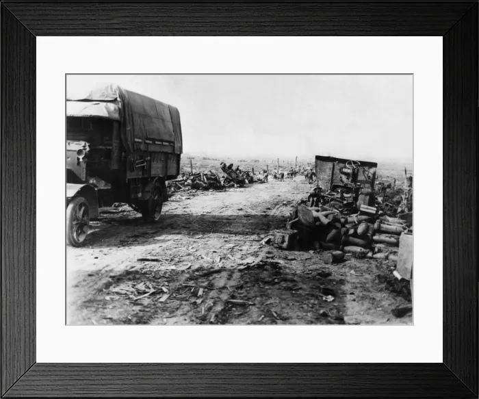 Framed Print : The Third Battle of Ypres. The Ypres-Zonnebeke Road; men filling in recent shell-holes Framed Print : The Third Battle of Ypres. The Ypres-Zonnebeke Road; men filling in recent shell-holes
