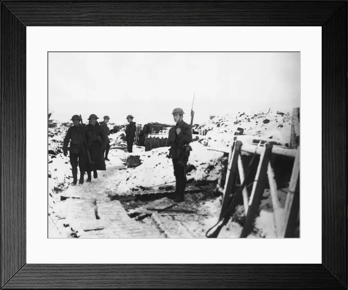 Framed Print : 15th Royal Welsh Fusiliers in the snow covered front line trenches at Fleurbaix Framed Print : 15th Royal Welsh Fusiliers in the snow covered front line trenches at Fleurbaix