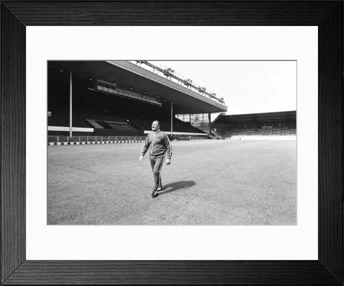 Framed Print : Bob Paisley at Anfield after taking over as Liverpool manager following the resignation Framed Print : Bob Paisley at Anfield after taking over as Liverpool manager following the resignation