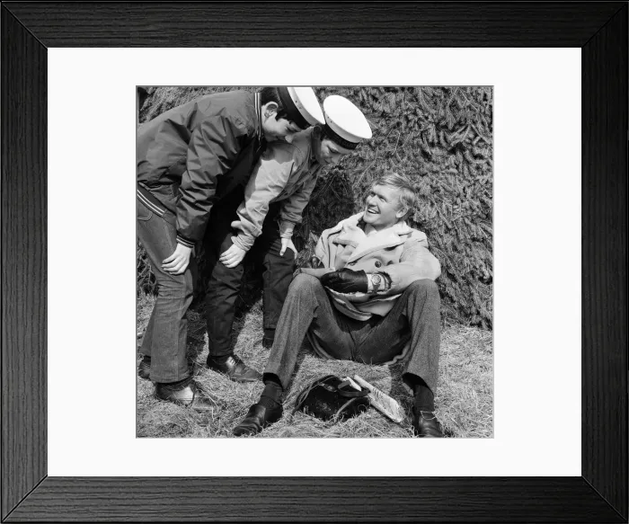 Framed Print : Terry Biddlecombe, National Hunt Jockey, signs autographs for boy scouts at Aintree
