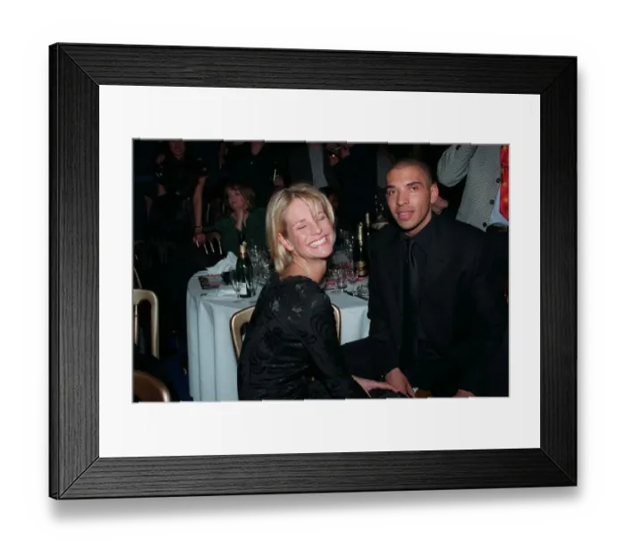 Framed Print : Ulrika Jonsson TV Presenter February 98 At the Britt awards sitting with boyfriend