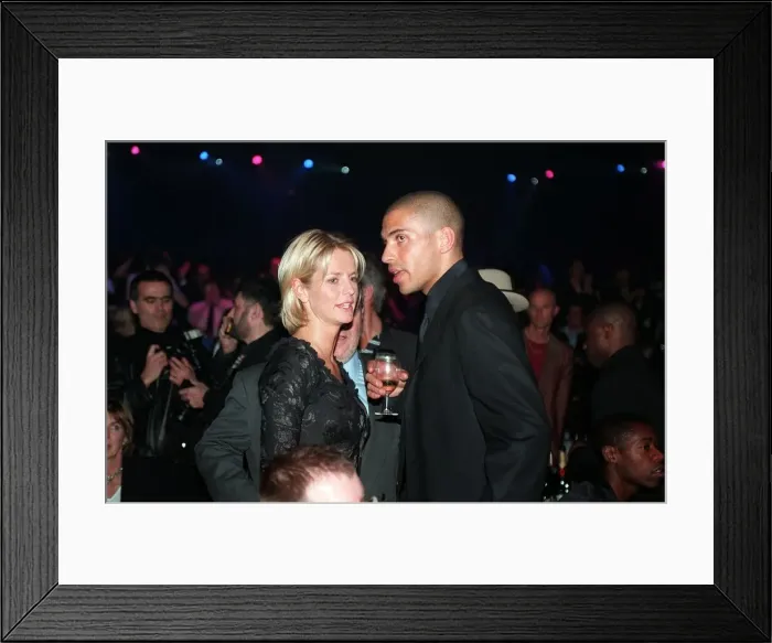 Framed Print : Ulrika Jonsson and Stan Collymore Febuary1998 at The 1998 Brit Awards