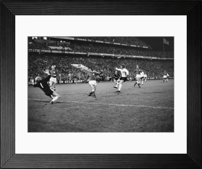 Framed Print : 1974 World Cup Qualifying match at Idraetsparken, Copenhagen Framed Print : 1974 World Cup Qualifying match at Idraetsparken, Copenhagen