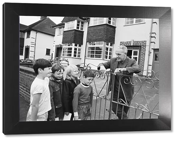 Former Liverpool manager Bill Shankly with young children outside his home shortly after